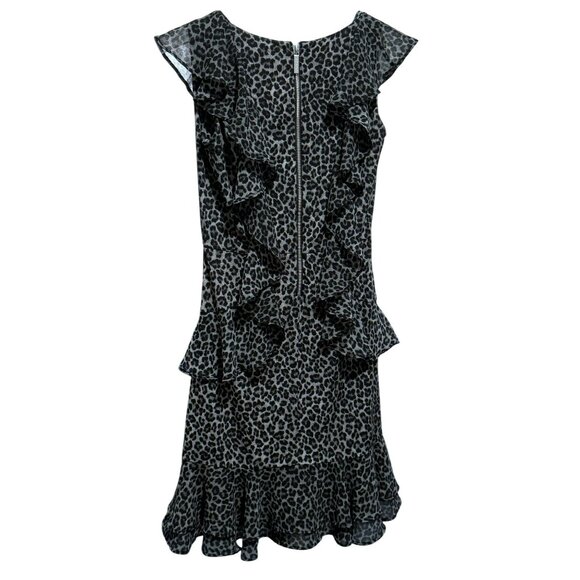 Michael Kors Cheeta Animal Print Dress Sz XS Tiered Ruffle Exposed Back Zipper - Picture 4 of 7